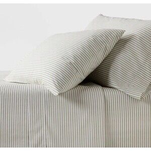 Twin/Twin XL 250 Thread Count Organic Sheet Set Stripe - Threshold NEW